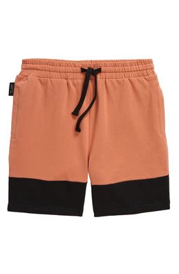 TINY TRIBE Kids' Colorblock Stretch Cotton Shorts in Coral Multi