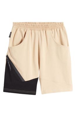 TINY TRIBE Kids' Colorblock Zip Pocket Shorts in Butterscotch