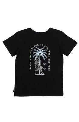 TINY TRIBE Kids' Fierce & Fearless Cotton Graphic Tee in Black