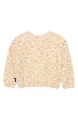 TINY TRIBE Kids' Floral Print Fleece Sweatshirt in Oat