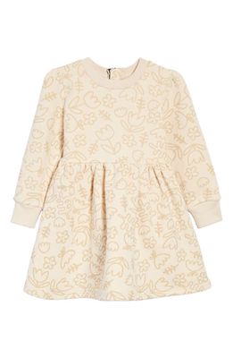 TINY TRIBE Kids' Floral Print Long Sleeve Dress in Oat