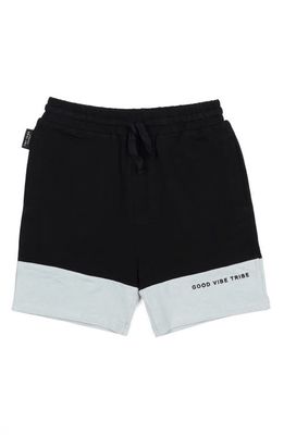 TINY TRIBE Kids' Good Vibe Colorblock Cotton Knit Shorts in Black Multi