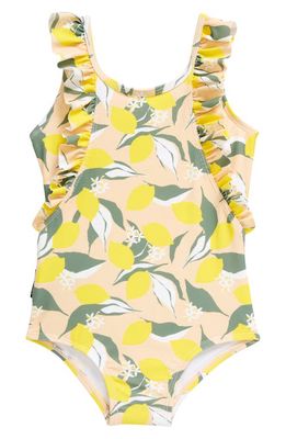 TINY TRIBE Kids' Lemon Orchard Ruffle One-Piece Swimsuit in Sand