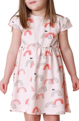 TINY TRIBE Kids' Over the Rainbow Cotton Dress in Pink