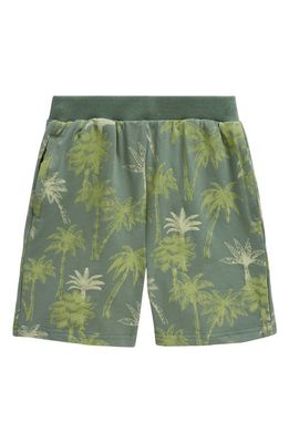 TINY TRIBE Kids' Palm Trees Stretch Cotton Shorts in Moss