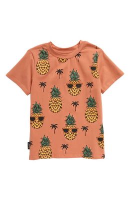 TINY TRIBE Kids' Pineapple Print Stretch Cotton T-Shirt in Clay