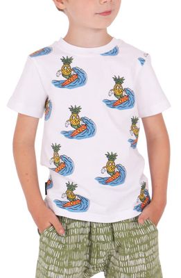 TINY TRIBE Kids' Pineapple Surfer Cotton T-Shirt in White 