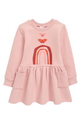 TINY TRIBE Kids' Rainbow Dropwaist Dress in Dusty Rose