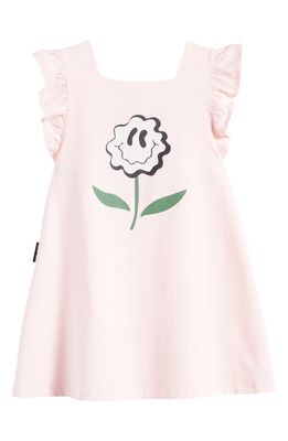 TINY TRIBE Kids' Smiley Ruffle Stretch Cotton Dress in Dusty Pink