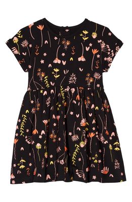 TINY TRIBE Kids' Spring Garden Floral Print Dress in Black