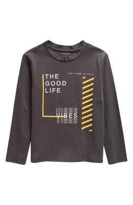 TINY TRIBE Kids' The Good Life Long Sleeve Graphic T-Shirt in Shadow