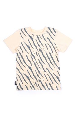 TINY TRIBE Kids' Tiger Stripe Stretch T-Shirt in Cream