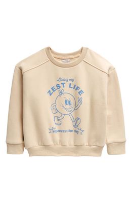 TINY TRIBE Kids' Zest Life Drop Shoulder Sweatshirt in Cream