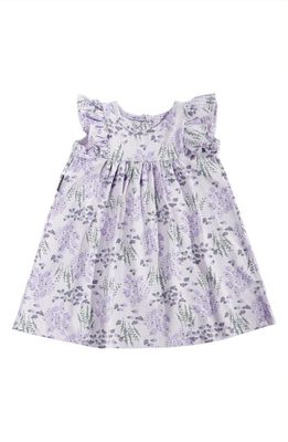 TINY TRIBE Spring Garden Flutter Sleeve Stretch Cotton Dress in Lilac
