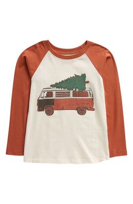 Tiny Whales Kids' Christmas Mobile Long Sleeve Graphic T-Shirt in Natural/Brick