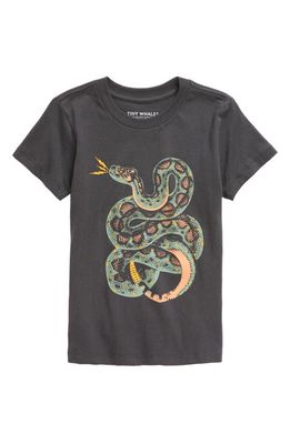 Tiny Whales Kids' Snake Pass Cotton Graphic Tee in Faded Black