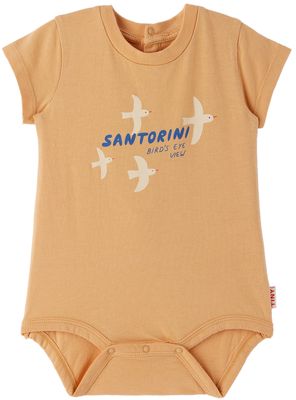 TINYCOTTONS Baby Beige Santorini Birds Bodysuit