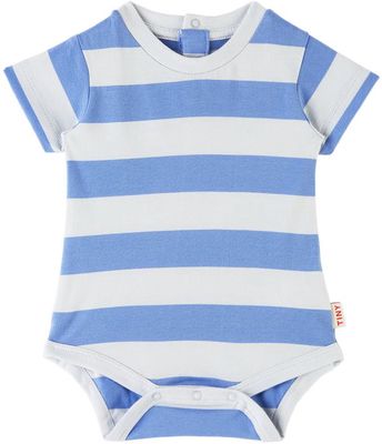 TINYCOTTONS Baby Blue & White Medium Stripes Bodysuit