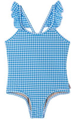 TINYCOTTONS Baby Blue Vichy Frills & Strappy Swimsuit