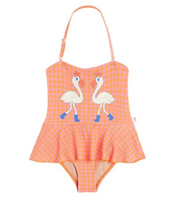 Tinycottons Flamingos checked swimsuit