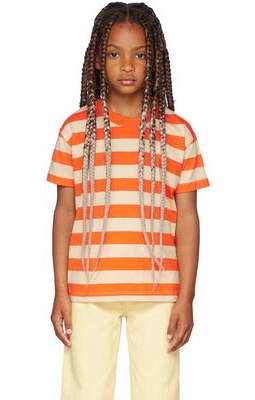 TINYCOTTONS Kids Beige & Orange Medium Stripes T-Shirt
