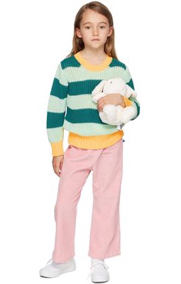 TINYCOTTONS Kids Green & Yellow Stripes Sweater