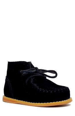 TIPPY TOTS SHOES Suede Lace-Up Moc Toe Boot in Black