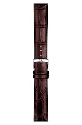 Tissot 20mm Croc Embossed Leather Watchband in Brown/Silver