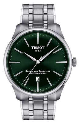 Tissot Chemin des Tourelles Powermatic 80 Bracelet Watch, 42mm in Steel/Green 