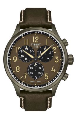 Tissot Chrono XL Chronograph Leather Strap Watch, 45mm in Beige 