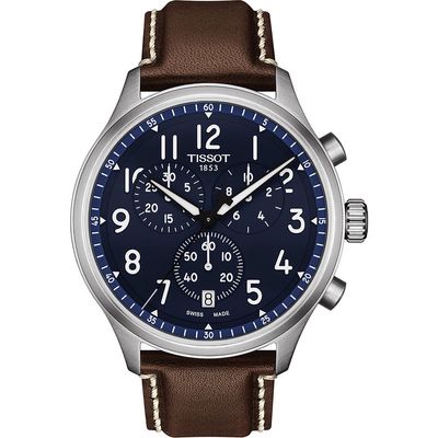 Tissot Chrono XL Chronograph Leather Strap Watch, 45mm in Blue 