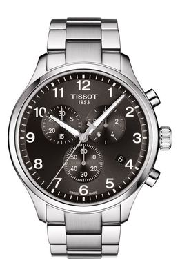 Tissot Chrono XL Collection Chronograph Bracelet Watch, 45mm in Silver/Black/Silver 