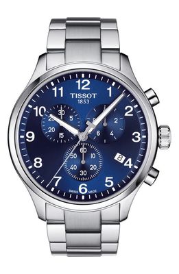 Tissot Chrono XL Collection Chronograph Bracelet Watch, 45mm in Silver/Blue/Silver 