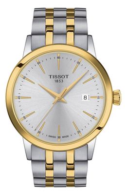 Tissot Classic Dream Bracelet Watch, 42mm in Grey/Yellow Gold 