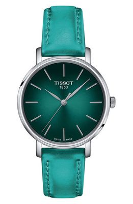 Tissot Everytime Leather Strap Watch, 34mm in Green 