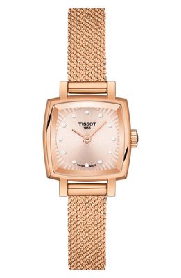 Tissot Lovely Square Diamond Bracelet Watch, 20mm in Rose Gold 