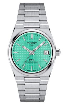 Tissot PRX Auto Powermatic 80 Bracelet Watch, 35mm in Silver/Light Green 