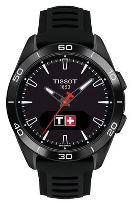 Tissot T-Touch Connect Sport Solar Smart Silicone Strap Watch, 43.75mm in Black 