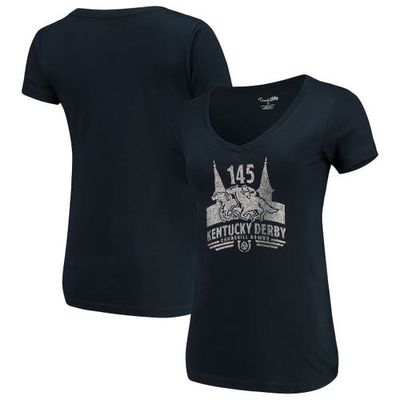 TITANIA GOLF Women's Navy Kentucky Derby 145 Logo V-Neck T-Shirt