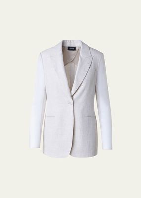 Tiziano Linen Blazer Jacket with Organza Sleeves