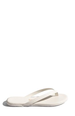 TKEES The Boyfriend Leather Flip Flop in Cream