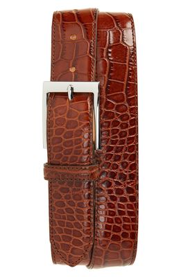 To Boot New York Croc Embossed Leather Belt in Cocco Cognac