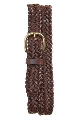 TO BOOT NEW YORK Woven Leather Belt in Dark Brown 