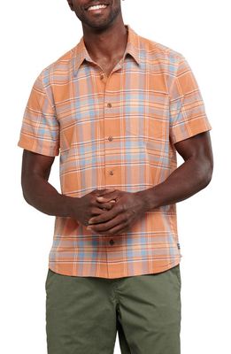 Toad & Co Airscape Plaid Short Sleeve Organic Cotton Button-Up Shirt in Hazel