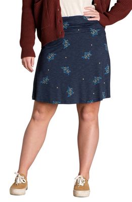Toad & Co Chaka Knit A-Line Skirt in True Navy Spray Print