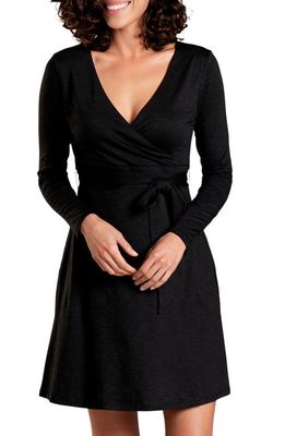 Toad & Co Cue Long Sleeve Tencel® Lyocell & Organic Cotton Jersey Wrap Dress in Black