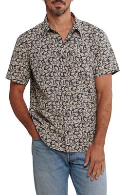 Toad & Co Fletch Short Sleeve Organic Cotton Button-Up Shirt in Midnight Fish Print