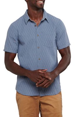 Toad & Co Harris Stripe Short Sleeve Organic Cotton Button-Up Shirt in North Shore
