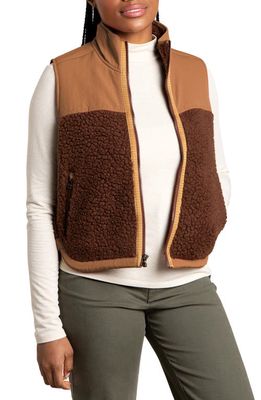 Toad & Co Sespe High Pile Fleece Mixed Media Recycled Wool Blend Vest in Dark Roast