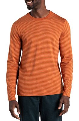 Toad & Co Tempo Stretch Long Sleeve T-Shirt in Rust Stripe